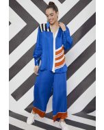 Cobalt Blue Striped Patchwork Co-Ord Set