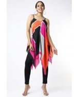 Fuschia And Black Handkerchief Top