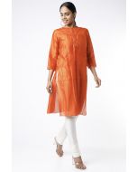 Orange All Over Pintuck Kurta