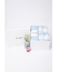 Ultra Soft Blue Towel (Set Of 1 Bath Towel+2 Hand Towels+2 Face Towels)