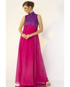 Fuchsia & Purple Hand Embroidered Gown
