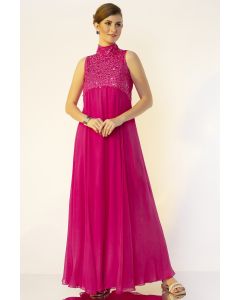 Fuchsia Hand Embroidered Gown