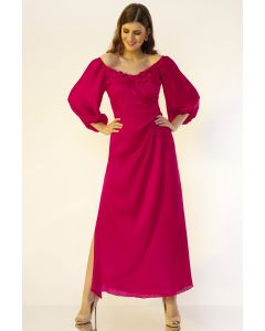Dark Fuchsia Hand Embroidered Gown
