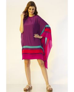 Purple Color Blocked Kaftan