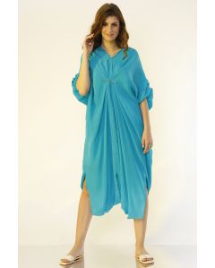 Turquoise Pleated Kaftan