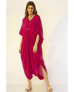 Fuchsia Pleated Kaftan