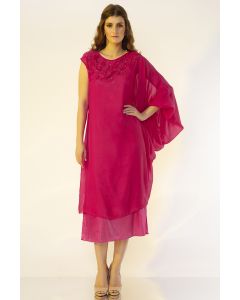 Fuchsia Hand Embroidered Dress