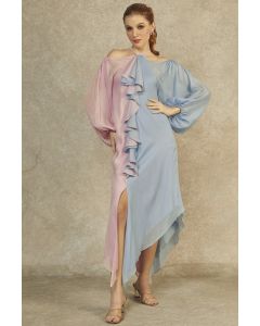 Lavender & Sky Blue Cascading Dress