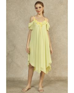 Lettuce Green Hanky Hem Irish Yellow Tape Dress