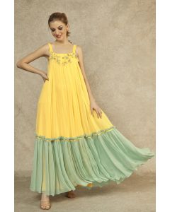 Irish Yellow & Seafoam Gathered Gown