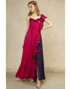 Magenta & Midnight Blue Cascading Gown