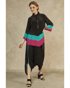 Black Short Tunic & Drop Crotch Pants
