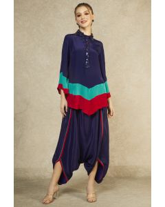 Midnight Blue Short Tunic & Drop Crotch Pants
