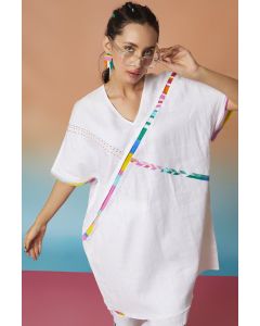 White Linen Oversize Kaftan