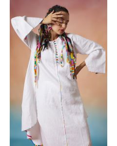White Linen Asymmetric Kurta