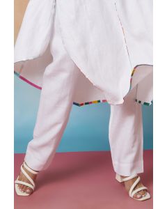 White Linen Straight Pants