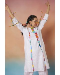 White Linen Patch Tunic