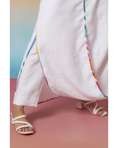 White Linen Straight Pants