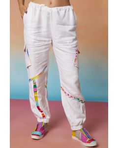 White Linen Jogger Pants