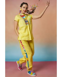 Yellow Linen Yoke Top
