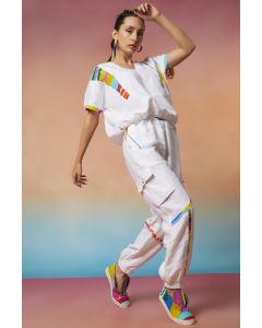 White Linen Kimono Top & Patch Pocket Joggers