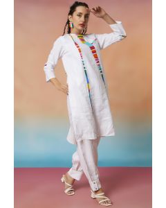 White Patch Tunic & Bottom Pleated Jogger