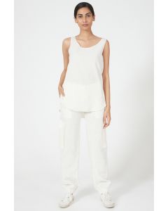 White Linen Cargo Pants