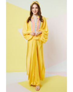 Irish Yellow Bishop Sleeves Top And Draped Skirt Set