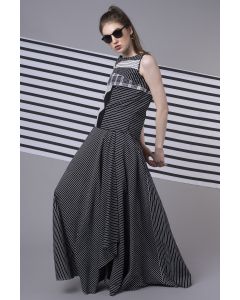 Black Printed Draped Skirt
