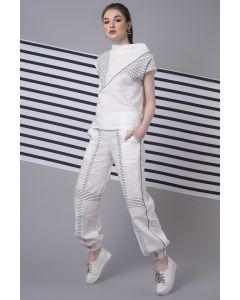 White Monochrome Patchwork Top