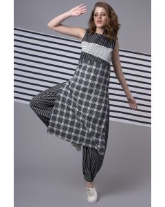 Black Checkered Patchwork Tunic