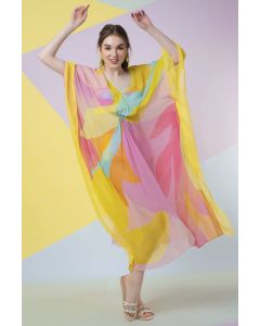 Lavender Abstract Leaf Kaftan