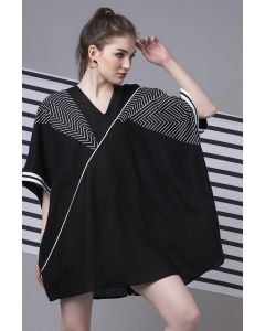 Black Monochrome Patchwork Oversize Kaftan