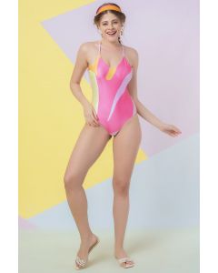 Lavender Abstract Leaf Swimsuit