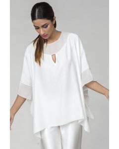 Off-White Silk Satin Oversize Kaftan Set
