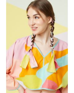 Lavender Abstract Printed Kimono Top