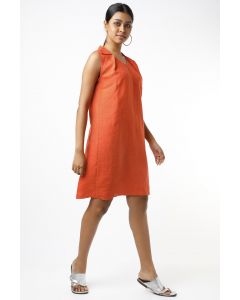 Burnt Orange Linen Dress