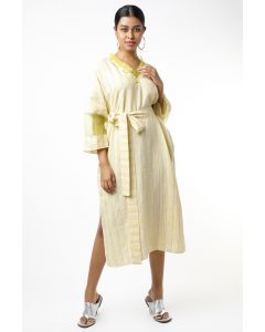Yellow Stripes Linen Kaftan