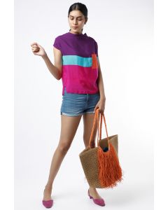 Purple & Fuchsia Color Blocked Top