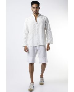White Printed Shirt Kurta