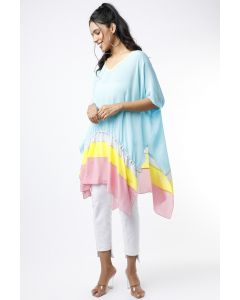 Powder Blue Gathered Kaftan Top