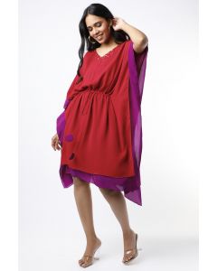 Red & Purple Layered Kaftan Dress