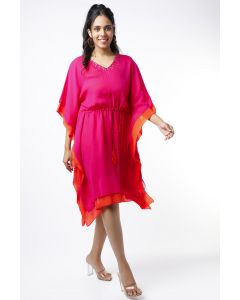 Fuchsia & Orange Layered Kaftan Dress