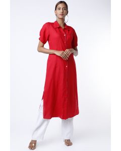 Red Linen Kurta