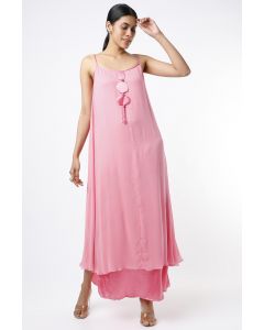 Pink Embellished Layered Maxi