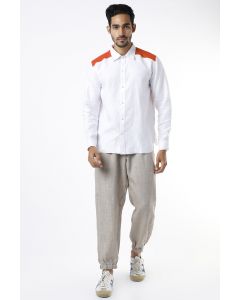 White Contrast Shoulder Shirt