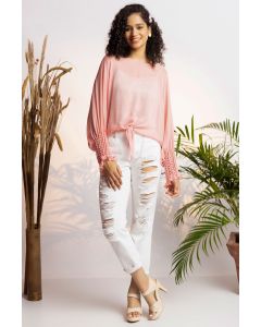 Cherry Blossom Pearl Tie- up Top