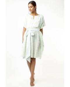 Aqua Geometrical Patchwork Printed Kaftan