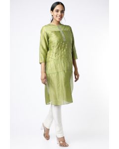 Green All Over Pintuck Kurta