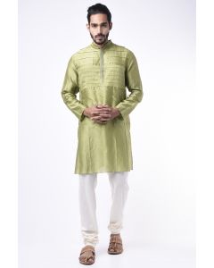 Mehendi Green Chanderi Silk Kurta